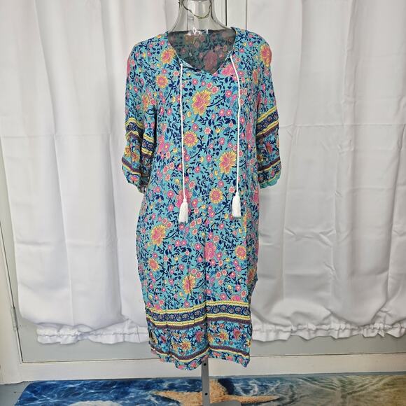 Halife Women's Loose Fit Bohemian Tunic Dress Size L NWOT - Picture 1 of 6